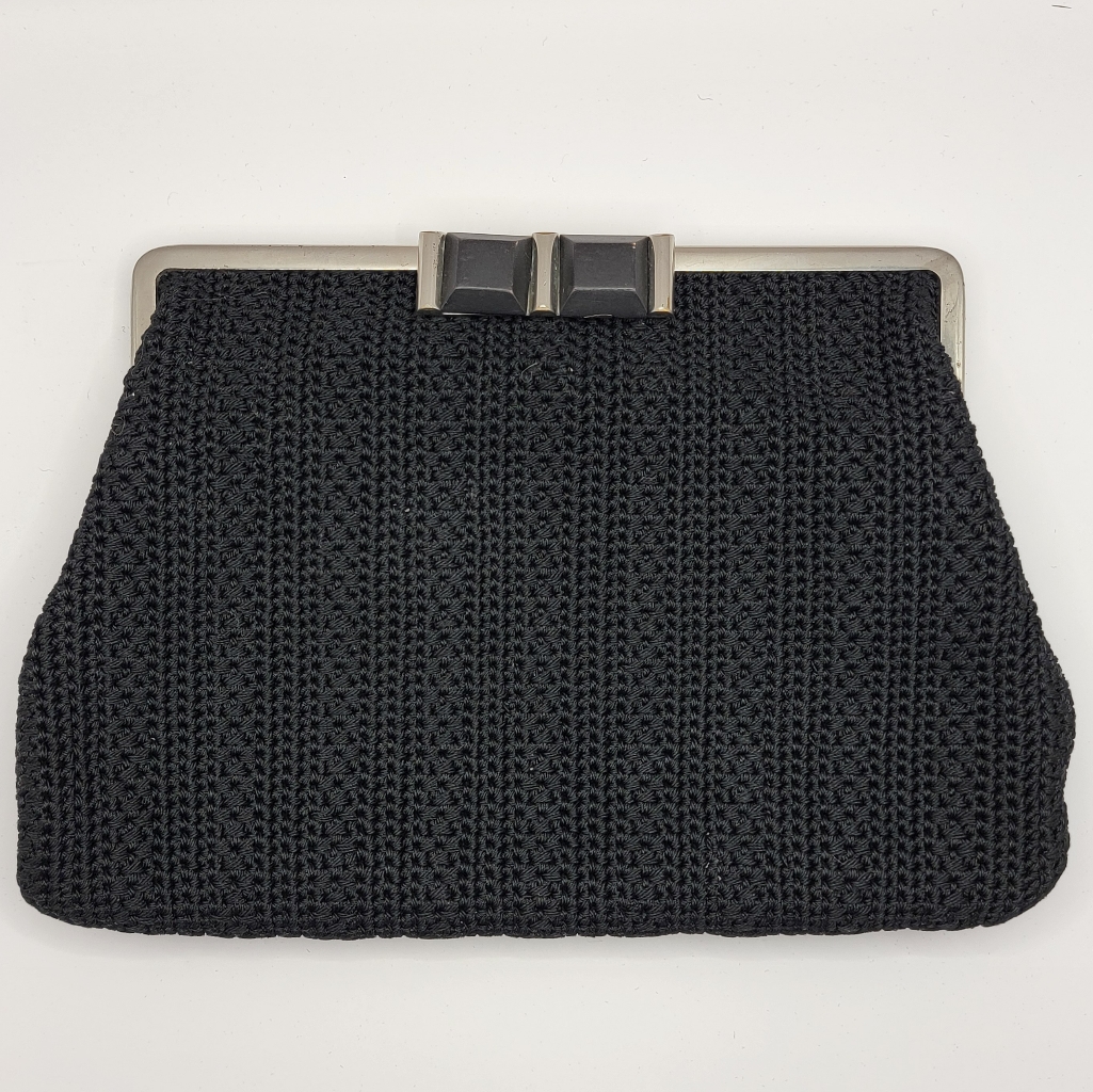 Knit Framed Clutch Black